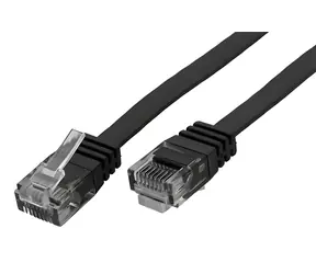 OEM UTP Cat6 černá / Patch kabel / Plochý / 10 m