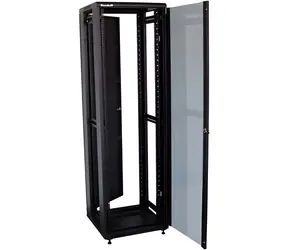 XtendLan 42U/800x800 černá / Stojanový rozváděč / 19" / skleněné dveře / plná záda