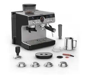 Krups Precision XP801T černá / Pákový kávovar / nerezová ocel / otočné ovládání