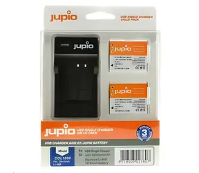 JUPIO Set 2x baterie Li-90B/92B a nabíječka pro Olympus / Sada baterie a nabíječky / 1270 mAh / Li-Ion