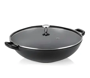 KELA Wok Calido 36 cm černá / Pánev / litinová / s poklicí