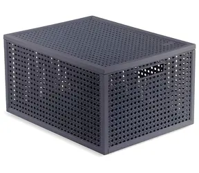 Curver Kaya M tmavě šedá / Úložný koš s víkem / 20 l / 37,6 x 30 x 20,7 cm