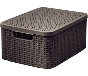 Curver RATTAN Style2 M tmavě hnědá / Úložný box s víkem / 18 l