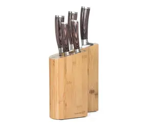 G21 Gourmet Timber / Sada kuchyňských nožů / 5 ks / bambusový blok
