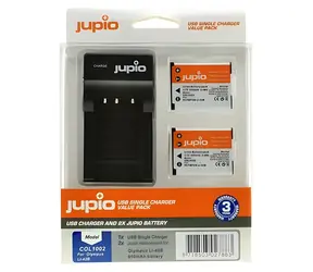 JUPIO sada 2x akumulátor Li-40B + nabíječka USB / Baterie a nabíječka / Li-42B, NP-45, D-Li63, EN-EL10 / 650 mAh