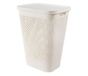CURVER Koš na prádlo PURE krémový / 55 l / Výklopné víko / Recyklovaný plast