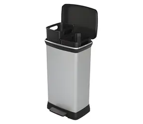 Curver Deco Bin Duo stříbrný / Odpadkový koš / 2 x 23 l / dvě komory na tříděný odpad