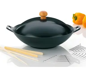 KELA Wok pánev litinová 36 cm / Wok / Litina / 5 ks příslušenství