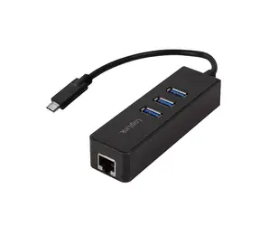 LogiLink USB-C hub černá / USB-C hub / 3x USB-A / RJ45 Gigabit / USB 3.2 Gen1