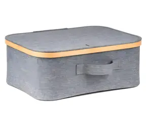 G21 Úložný box bambus šedý / Úložný box / S víkem / 40 x 30 x 15 cm