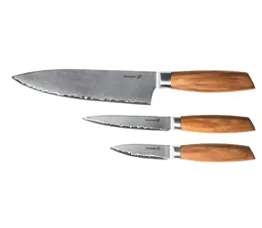 G21 Gourmet Damascus Sada nožů zebrawood / Sada nožů / 3 ks / Damaškové ostří / Rukojeť zebrawood