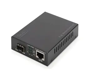 Digitus DN-82140 černý / Mediální konvertor / Gigabit PoE / RJ-45 - SFP