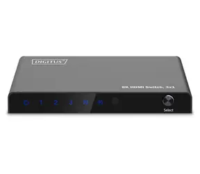Digitus HDMI přepínač 3x1 / HDMI přepínač / 8K 60Hz / HDR / dálkový ovladač