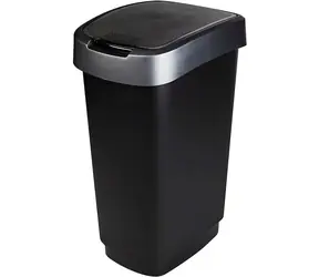 ROTHO Odpadkový koš Twist šedý / 50 l / výklopné víko / na třídění odpadu