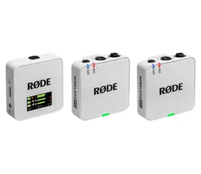 Rode Wireless GO Gen 3 bílá / Bezdrátový mikrofonní systém / 2x vysílač a 1x přijímač / 3.5mm jack / USB-C