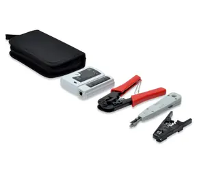 Digitus DN-94022 / Sada síťového nářadí / krimpovací kleště / LSA vsazovací nástroj / síťový tester / černá