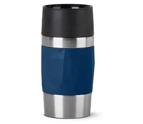 EMSA Termohrnek TRAVEL MUG Compact tmavě modrá / 300 ml / nerezová ocel + silikon / teplo 3 h / chlad 6 h
