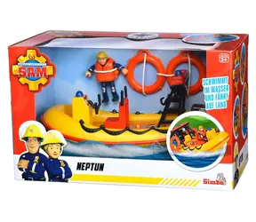 SIMBA Hasič Sam Loď Neptun s figurkou / Hračkářská loď / Naviják s lanem / Plave na vodě / od 3 let
