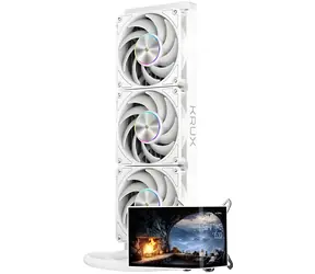 Krux HydroArc 360 bílá / Vodní chladič CPU / 360 mm radiátor / 3x 120 mm PWM ARGB ventilátory / LED displej 6,8" IPS