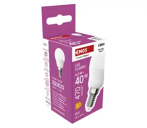 EMOS LED žárovka Mini Globe E14 4,2W / Žárovka / náhrada za 40W / neutrální bílá 4000K / 470 lm / 30000h