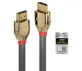 Lindy Gold Line 1m šedá / HDMI kabel / Ultra High Speed / HDMI 2.1 / 48Gbps / pozlacené konektory