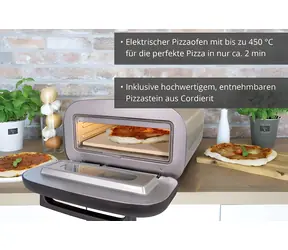 Unold 68806 Alfredo nerez/černá / Elektrická pec na pizzu / 1700 W / teplota 80-450 °C / pro pizzy do 30 cm