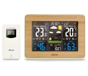 Alecto WS-1560 bambus / Meteostanice / bezdrátové venkovní čidlo / dosah 100 m / displej 5,7"