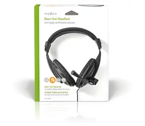 Nedis Sluchátka s mikrofonem černá / Sluchátka / Přes uši / 3,5 mm / Skládací mikrofon