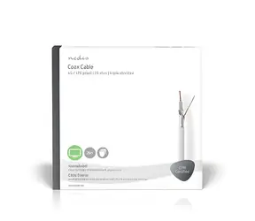 Nedis koaxiální kabel na cívce 25 m bílý / Koaxiální kabel / 75 Ohm / 3x stíněný ECA / PVC / dárkový box