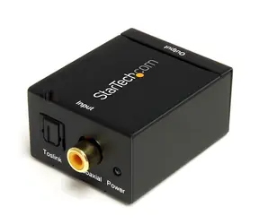 StarTech audio DAC převodník černá / Audio převodník / Coax/Toslink na RCA / napájecí adaptér