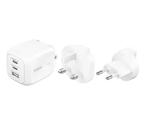 Belkin BOOST CHARGE 70W bílá / Nabíječka / 2x USB-C / USB-A / PD / cestovní adaptéry UK/EU/US