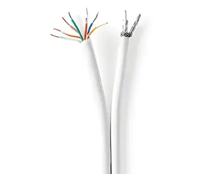 Nedis kombinovaný koaxiální a CAT6 kabel bílý / Kombinovaný kabel / RG58 / 75 Ohm / 3x stíněný / ECA / 50 m