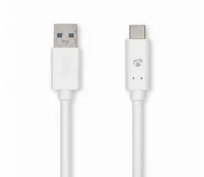 Nedis USB-A - USB-C bílá / Datový kabel / USB 3.2 Gen 1 / 60 W / 5 Gbps / 1 m