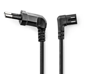 Nedis napájecí kabel Euro(M) - IEC-320-C7 úhlový 2 m černý / Napájecí kabel / Úhlový levý / Plochý PVC