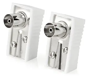 Nedis IEC anténní konektor úhlová zásuvka bílá / Konektor / 75 Ohm / poniklovaný / 7 mm / 2 ks