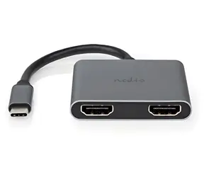 Nedis USB-C adaptér 2v1 na 2x HDMI černá / Adaptér / USB 3.2 Gen 1 / 4K 30Hz / 0,1 m