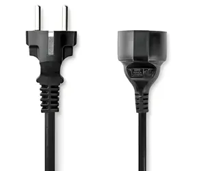 Nedis Napájecí prodlužovací kabel Typ F černá / Prodlužovací kabel / 5 m / Poniklovaný / Kulatý
