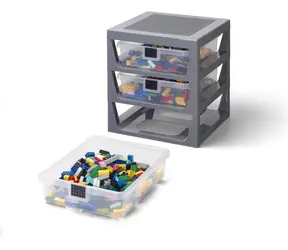 ROOM COPENHAGEN Úložný box LEGO se 3 zásuvkami šedá / Úložný box / sada 3 ks / 205x155x70 mm
