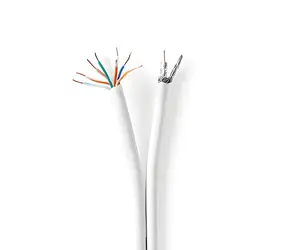 Nedis kombinovaný kabel IEC/CAT6 bílá / Anténní a síťový kabel / RG58 / 75 Ohm / 25 m
