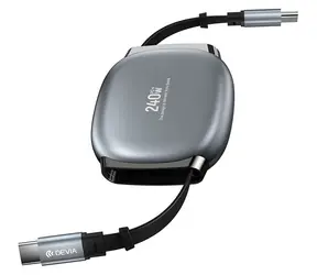 Devia Pro 2 USB-C - USB-C 1m šedá / Nabíjecí kabel / roztažitelný / PD 240W