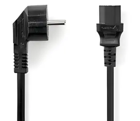 Nedis Napájecí kabel černá / Přípojný 10A / Konektor IEC-320-C13 / Úhlová zástrčka Schuko / 10 m