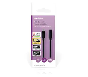Nedis USB-C(M) - USB-C(F) černá / Prodlužovací kabel / USB 3.2 Gen 1 / 60 W / 5 Gbps / 4K 60Hz / 2 m