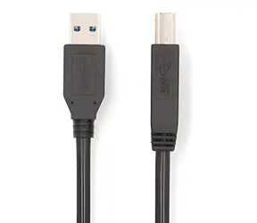 Nedis USB kabel USB-A-USB-B černá 2m / Kabel USB / USB-A - USB-B / 5 Gbps / Poniklované