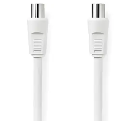 Nedis Koaxiální kabel bílá / IEC (Koax) zástrčka - IEC (Koax) zásuvka / 75 Ohm / Dvojité stínění / 90 dB / 2 m