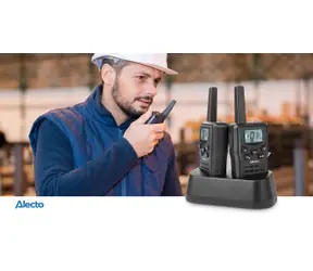 Alecto Sada 2 vysílaček černá / Vysílačky / dosah 10 km / 8 kanálů / PTT/VOX / nabíjecí základna USB-C