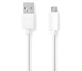 Nedis USB-A - USB-C bílá / Datový kabel / USB 2.0 / 15 W / 480 Mbps / 0,5 m