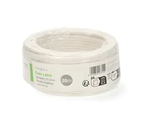 Nedis Mini Coax koaxiální kabel na cívce 20m bílá / Kabel / Dvojité stínění / ECA / PVC