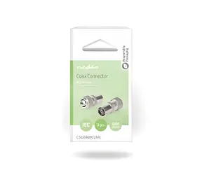 Nedis IEC koaxiální konektor / Konektor / Zásuvka / Přímý / 75 Ohm / poniklovaný / 2 ks