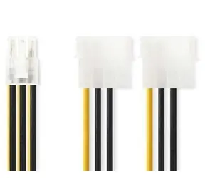 Nedis Napájecí kabel 2x Molex - PCI Express černá/žlutá / Napájecí kabel / 0,2 m / Pozlacené konektory