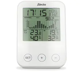 Alecto WS-1200 černá, šedá / Meteostanice / bezdrátový senzor / dosah 30 m / LCD 8,9 cm